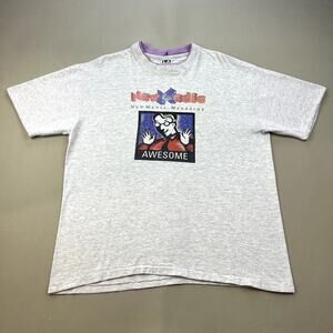 Vintage New Media Magazine T-Shirt Adult XL Gray Tech Web Cartoon Made USA 90s